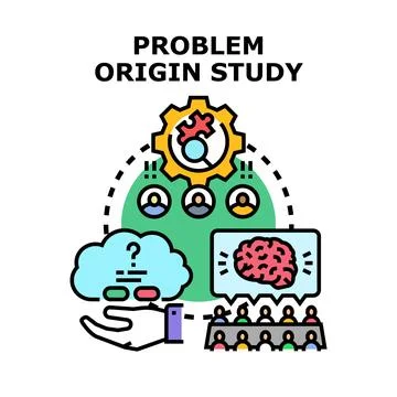 Problem origin study analyzing business strategy and solution finding Stock Illustration