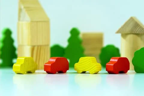 The problem of parking on city streets. Wrong parking. Insurance or business  Stock Photos