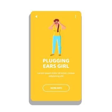 Problem plugging ears girl vector Stock Illustration