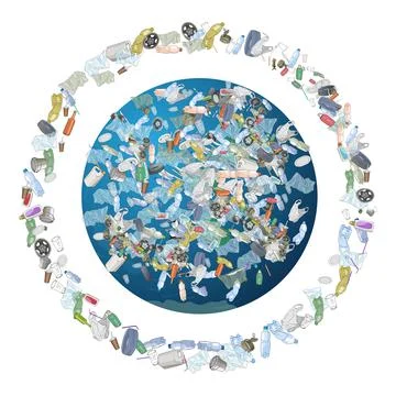 The problem of pollution of the planet. Space debris. The garbage, plastic, b Stock-Illustration