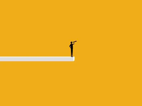 Problem, Risk. Confident Businessman Standing at the End of the Board Looki.. Stock Illustration