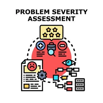 Problem severity assessment analyzing business process solutions Stock Illustration