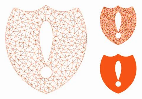 Problem Shield Vector Mesh 2D Model and Triangle Mosaic Icon Stock Illustration