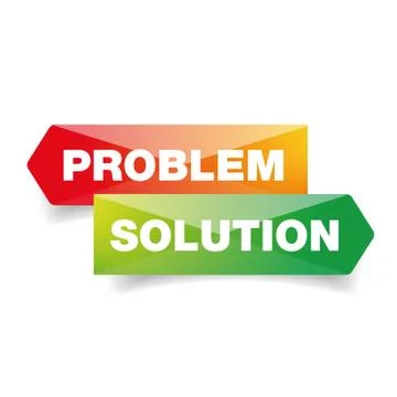 Problem Solution concept communication label Stock Illustration