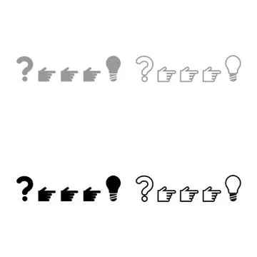 Problem solution concept icon set grey black color Illustrazione stock