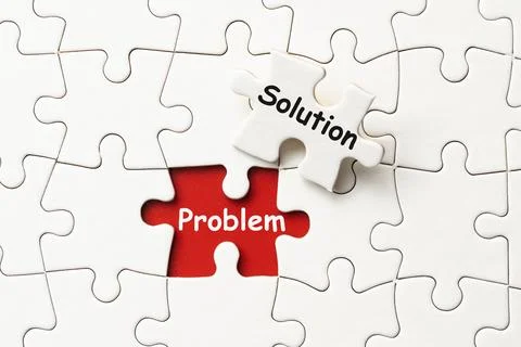 Problem solution concept using white jigsaw puzzle 스톡 사진