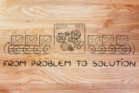 From problem to solution: factory illustration Illustrazione stock
