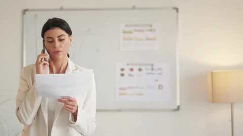 Problem solution female chief mobile communication Stock Footage 172291609