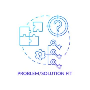 Problem, solution fit blue gradient concept icon Stock Illustration