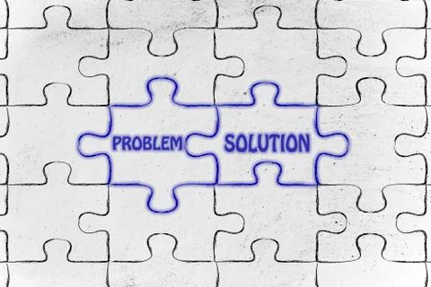 Problem &amp; solution, glowing jigsaw puzzle illustration Stock Illustration