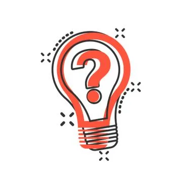 Problem solution icon in comic style. Light bulb idea vector cartoon illustra Illustrazione stock