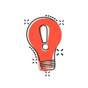 Problem solution icon in comic style. Light bulb idea vector cartoon illustra Stock Illustration