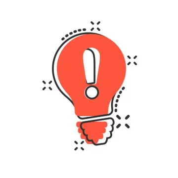 Problem solution icon in comic style. Light bulb idea vector cartoon illustra Illustrazione stock