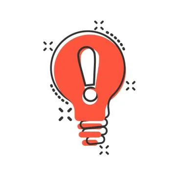 Problem solution icon in comic style. Light bulb idea vector cartoon illustra Illustrazione stock