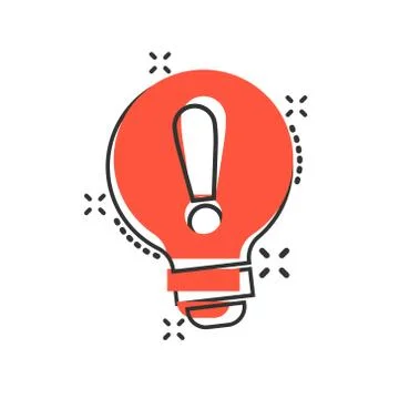 Problem solution icon in comic style. Light bulb idea vector cartoon illustra Illustrazione stock