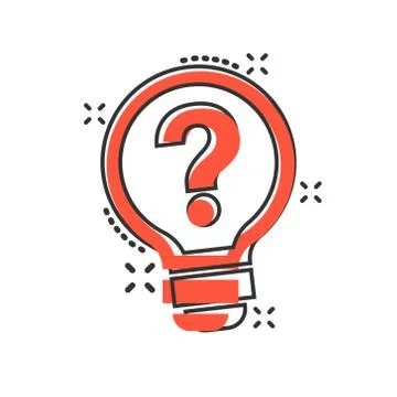 Problem solution icon in comic style. Light bulb idea vector cartoon illustra Stock Illustration