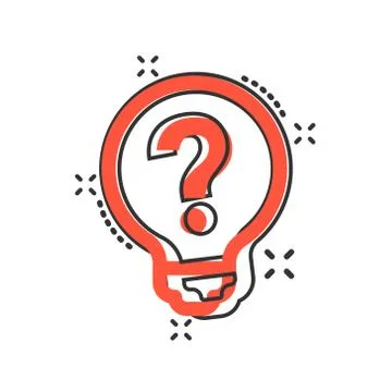 Problem solution icon in comic style. Light bulb idea vector cartoon illustra Illustrazione stock