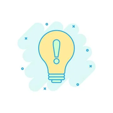 Problem solution icon in comic style. Light bulb idea vector cartoon illustra Stock Illustration