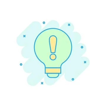 Problem solution icon in comic style. Light bulb idea vector cartoon illustra 스톡 일러스트