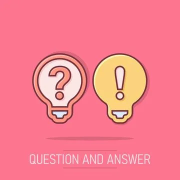 Problem solution icon in comic style. Light bulb idea vector cartoon illust.. Illustrazione stock