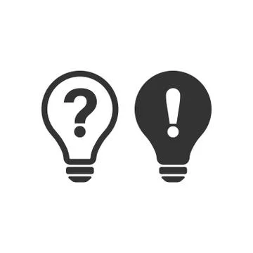 Problem solution icon in flat style. Light bulb idea vector illustration on w Stock Illustration