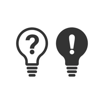 Problem solution icon in flat style. Light bulb idea vector illustration on w Illustrazione stock