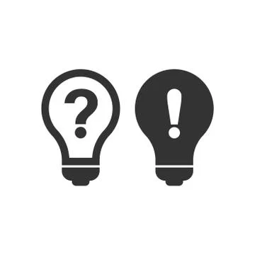 Problem solution icon in flat style. Light bulb idea vector illustration on w 스톡 일러스트