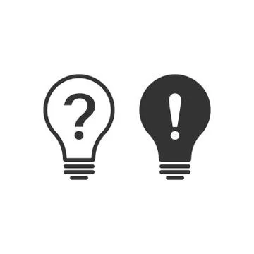 Problem solution icon in flat style. Light bulb idea vector illustration on w Illustrazione stock