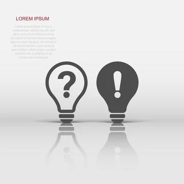 Problem solution icon in flat style. Light bulb idea vector illustration on.. Stock Illustration