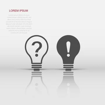 Problem solution icon in flat style. Light bulb idea vector illustration on.. Illustrazione stock