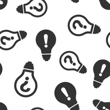 Problem solution icon seamless pattern background. Light bulb idea vector ill Stock Illustration