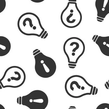 Problem solution icon seamless pattern background. Light bulb idea vector ill Illustrazione stock