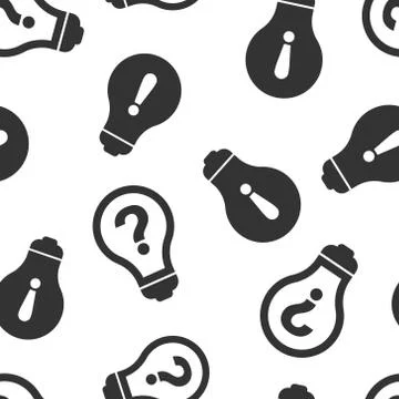 Problem solution icon seamless pattern background. Light bulb idea vector ill Illustrazione stock