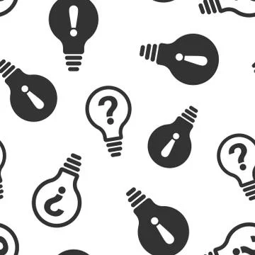 Problem solution icon seamless pattern background. Light bulb idea vector ill Illustrazione stock