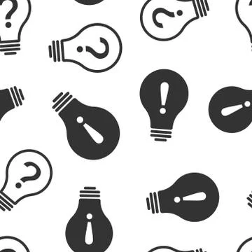 Problem solution icon seamless pattern background. Light bulb idea vector ill Stock Illustration
