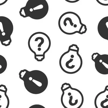 Problem solution icon seamless pattern background. Light bulb idea vector ill Illustrazione stock