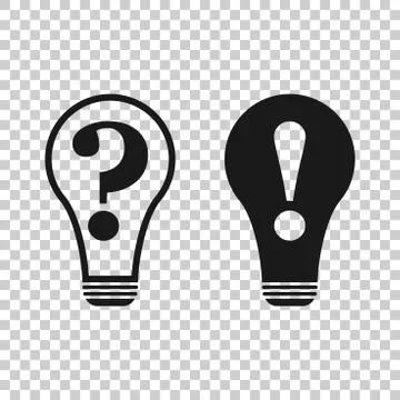 Problem solution icon in transparent style. Light bulb idea vector illustrati Stock Illustration