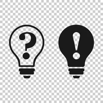 Problem solution icon in transparent style. Light bulb idea vector illustrati 스톡 일러스트