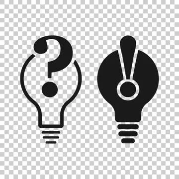 Problem solution icon in transparent style. Light bulb idea vector illustrati Illustrazione stock