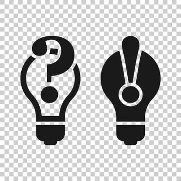 Problem solution icon in transparent style. Light bulb idea vector illustrati Illustrazione stock