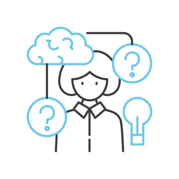 Problem solution line icon, outline symbol, vector illustration, concept sign Illustrazione stock