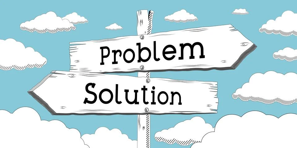 Problem, solution - outline signpost with two arrows Stock Illustration