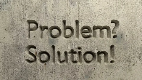 Problem? solution! word carved in a grey wall Stock Footage 95367498