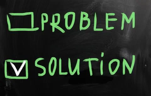"Problem solutions" handwritten with white chalk on a blackboard Stock Illustration