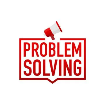 Problem solved red label on white background. Vector illustration Stock Illustration
