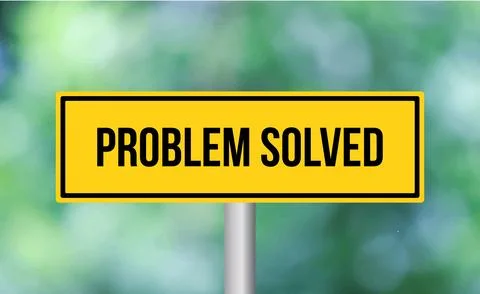 Problem solved road sign on blur background Stock Photos