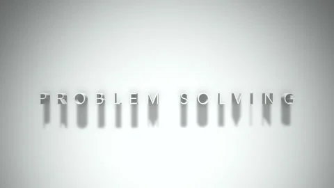 PROBLEM SOLVING 3D title animation with shadows on a white background Stock Footage 296787618