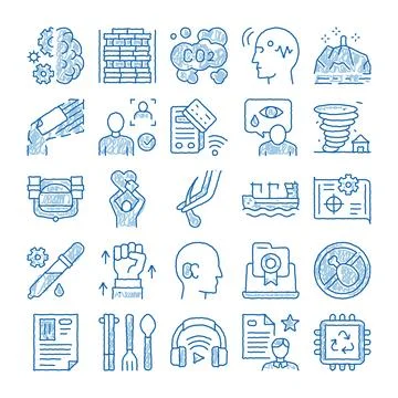 Problem solving and abstract concepts doodle icons collection イラスト素材