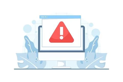 Problem solving and risk identification concept with warning sign on monitor Stock Illustration