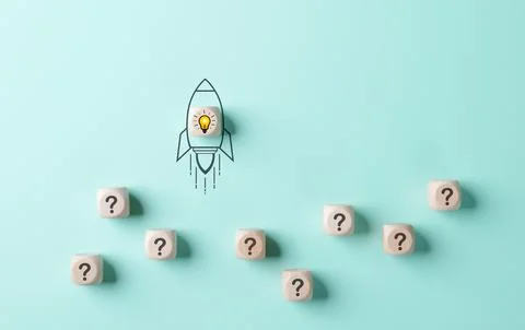 Problem solving and startup launch concept. A conceptual image of a rocket Stock Photos